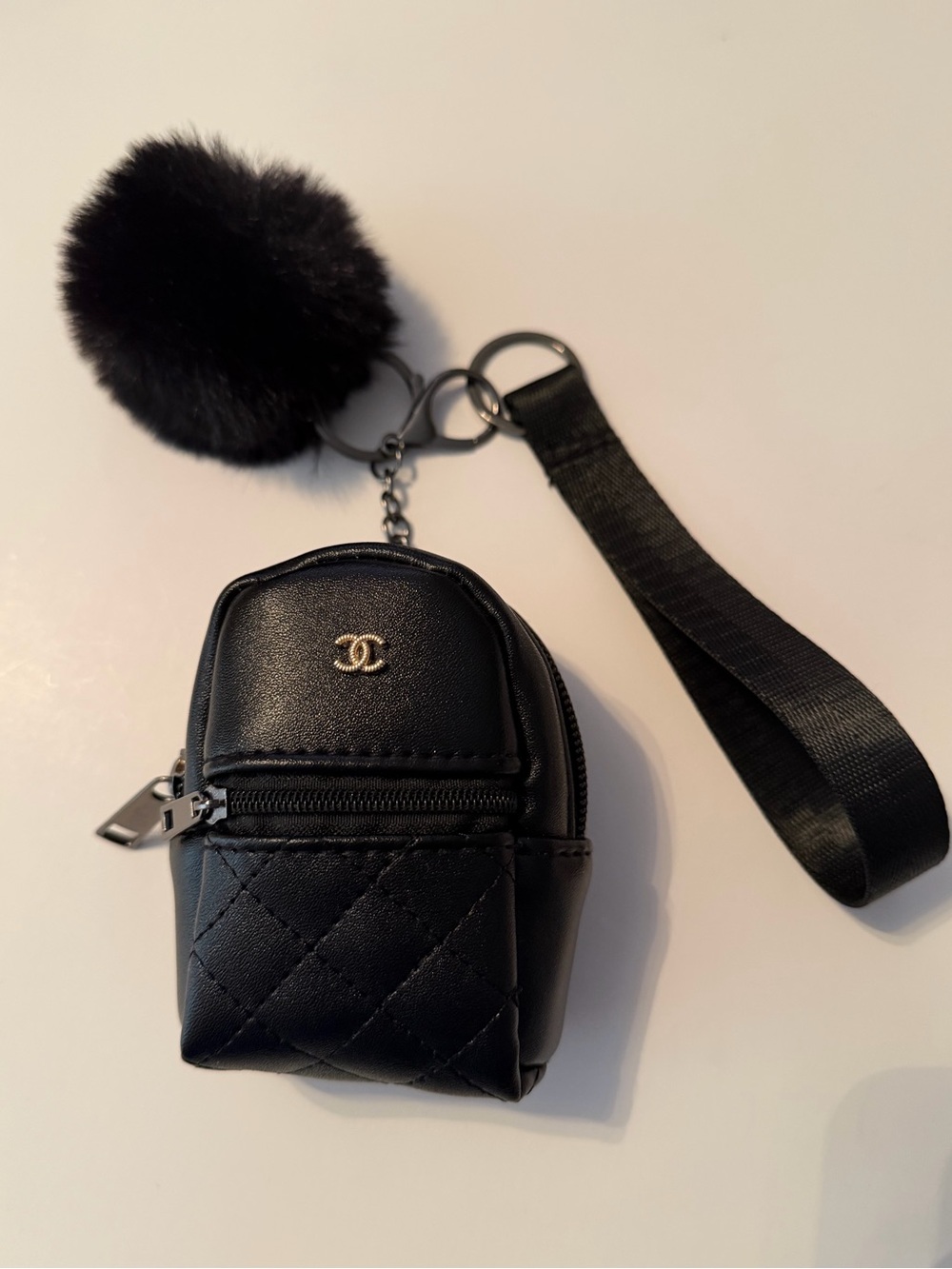 Black Backpack Mini Bag Keychain or Wristlet or Bag Charm NWOT
